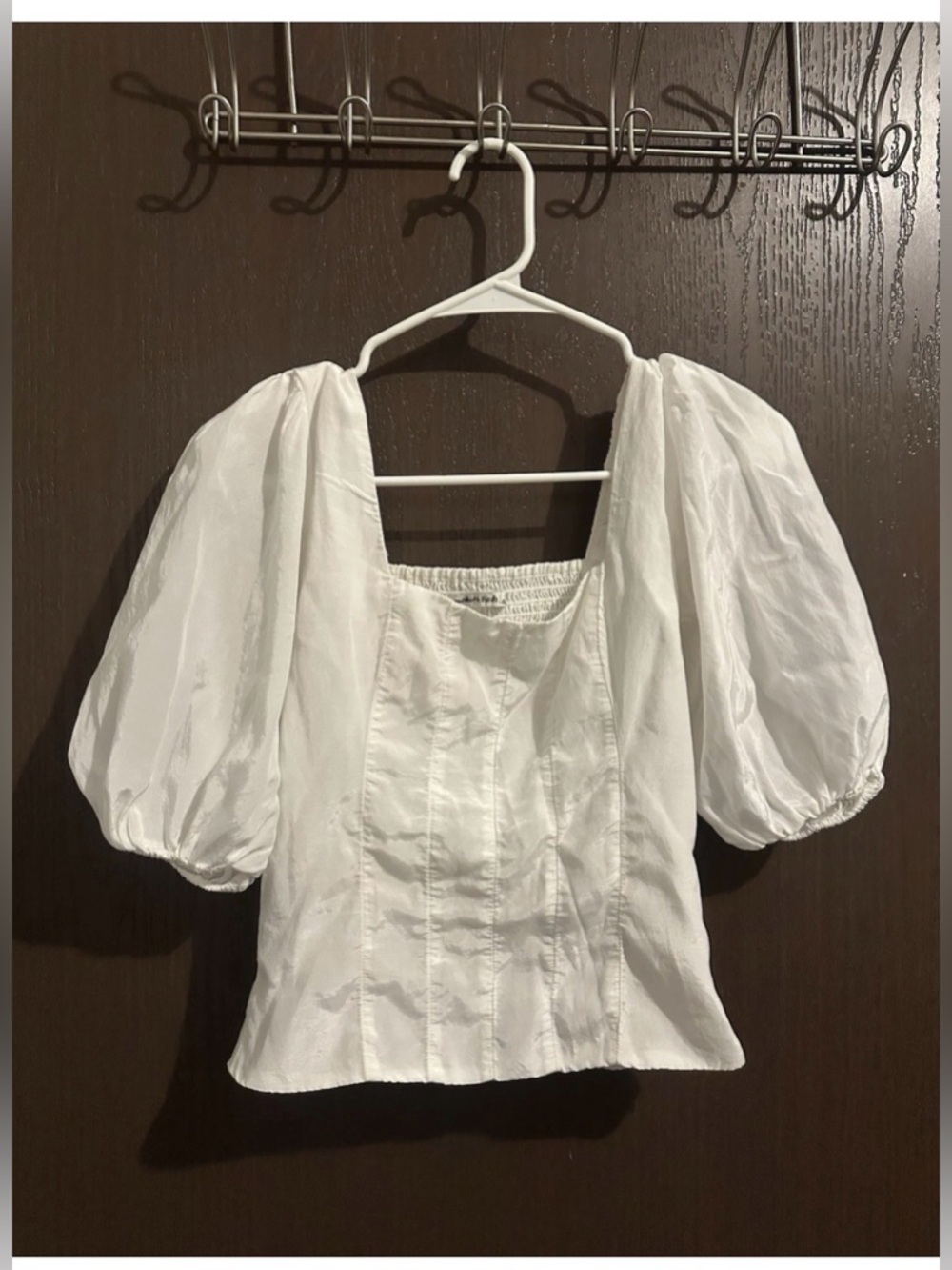 Abercrombie & Fitch White Puff Sleeve Square Neck Blouse Size XS